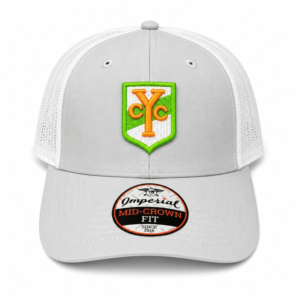 Imperial YCC Crest Golf Trucker Hat Gray White Mesh Snapback OSFA NWT